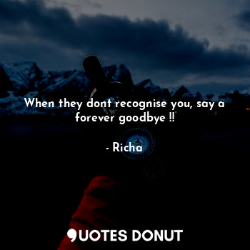  When they dont recognise you, say a forever goodbye !!... - Richa - Quotes Donut