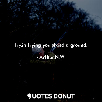Try,in trying you stand a ground.