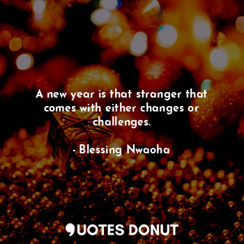  A new year is that stranger that comes with either changes or challenges.... - Blessing Nwaoha - Quotes Donut
