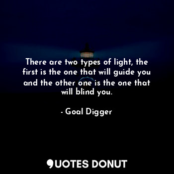 There are two types of light, the first is the one that will guide you and the other one is the one that will blind you.