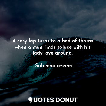 A cosy lap turns to a bed of thorns when a man finds solace with his lady love a... - Sabeena azeem. - Quotes Donut
