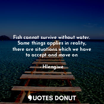  Fish cannot survive without water. Same things applies in reality, there are sit... - Hlengiwe - Quotes Donut