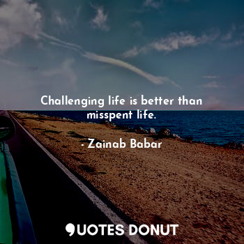  Challenging life is better than misspent life.... - Zainab Babar - Quotes Donut