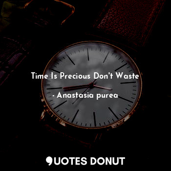 Time Is Precious Don't Waste... - Anastasia purea - Quotes Donut