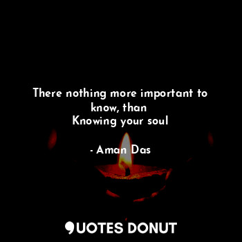  There nothing more important to know, than 
Knowing your soul... - Aman Das - Quotes Donut