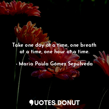 Take one day at a time, one breath at a time, one hour at a time.