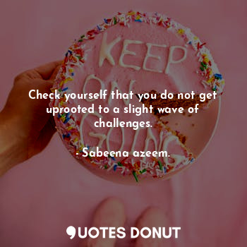 Check yourself that you do not get uprooted to a slight wave of challenges.