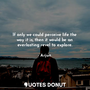  If only we could perceive life the way it is, then it would be an everlasting re... - Arjun - Quotes Donut