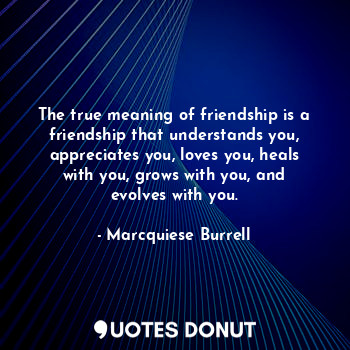  The true meaning of friendship is a friendship that understands you, appreciates... - Marcquiese Burrell - Quotes Donut