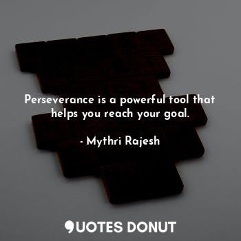 Perseverance is a powerful tool that helps you reach your goal.