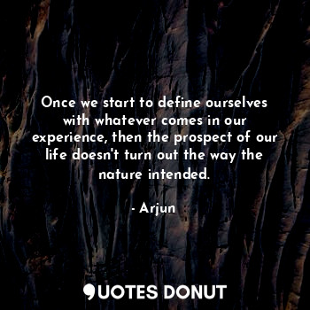  Once we start to define ourselves with whatever comes in our experience, then th... - Arjun - Quotes Donut