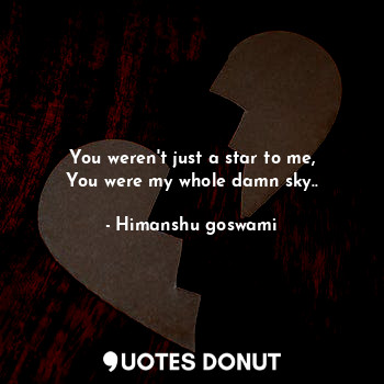  You weren't just a star to me,
You were my whole damn sky..... - Himanshu goswami - Quotes Donut