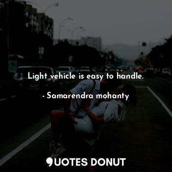  Light vehicle is easy to handle.... - Samarendra mohanty - Quotes Donut