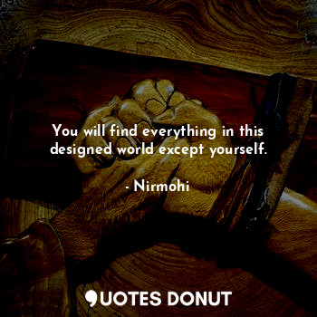 You will find everything in this designed world except yourself.