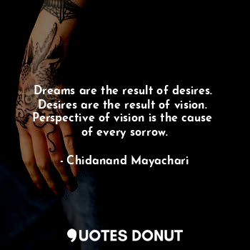 Dreams are the result of desires. 
Desires are the result of vision. 
Perspective of vision is the cause 
of every sorrow.