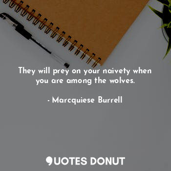 They will prey on your naivety when you are among the wolves.