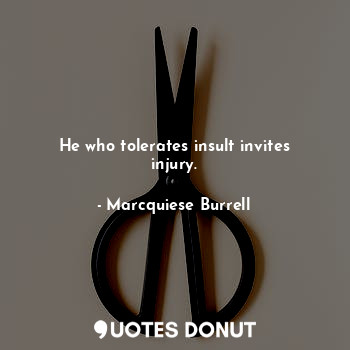  He who tolerates insult invites injury.... - Marcquiese Burrell - Quotes Donut