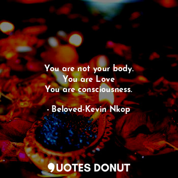  You are not your body.
You are Love
You are consciousness.... - Beloved-Kevin Nkop - Quotes Donut
