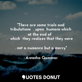 "There are some trials and tribulations  . upon  humans which at the end of  
 which  they realizes that they were   
. not a nuisance but a mercy"