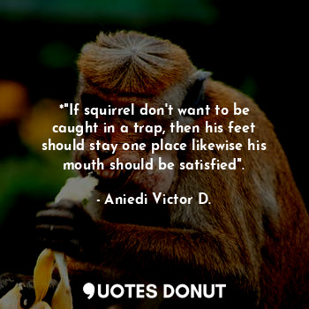  *"If squirrel don't want to be caught in a trap, then his feet should stay one p... - Aniedi Victor D. - Quotes Donut