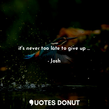 it's never too late to give up ...