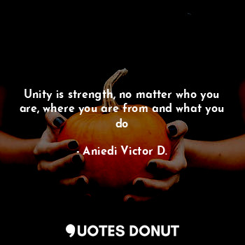  Unity is strength, no matter who you are, where you are from and what you do... - Aniedi Victor D. - Quotes Donut