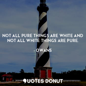  NOT ALL PURE THINGS ARE WHITE AND NOT ALL WHITE THINGS ARE PURE.... - OWANS - Quotes Donut