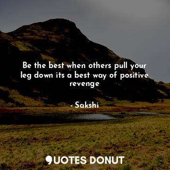 Be the best when others pull your leg down its a best way of positive revenge