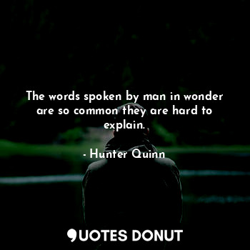 The words spoken by man in wonder are so common they are hard to explain.