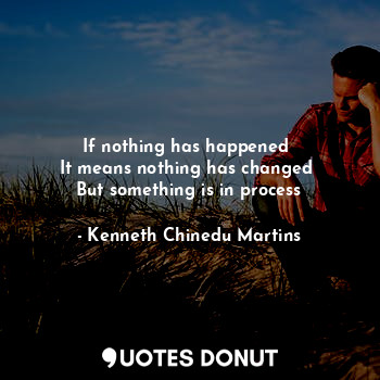  If nothing has happened 
It means nothing has changed 
But something is in proce... - Kenneth Chinedu Martins - Quotes Donut