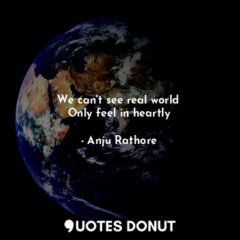  We can't see real world 
Only feel in heartly... - Anju Rathore - Quotes Donut