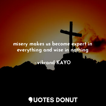  misery makes us become expert in everything and wise in nothing... - vikrand KAYO - Quotes Donut