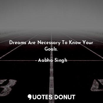  Dreams Are Necessary To Know Your Goals.... - Aabha Singh - Quotes Donut