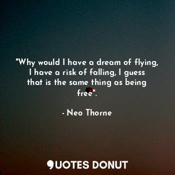  "Why would I have a dream of flying, I have a risk of falling, I guess that is t... - Neo Thorne - Quotes Donut