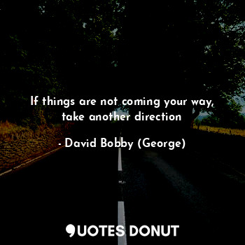  If things are not coming your way, take another direction... - David Bobby (George) - Quotes Donut