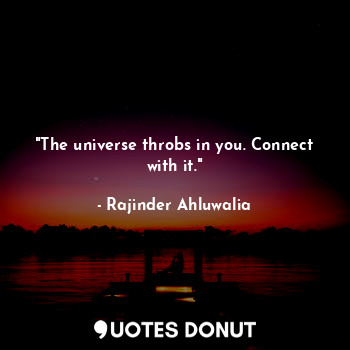  "The universe throbs in you. Connect with it."... - Rajinder Ahluwalia - Quotes Donut