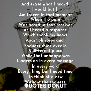  If I could go back in time
And erase what I heard 
I would but I 
Am frozen in t... - Saddened - Quotes Donut