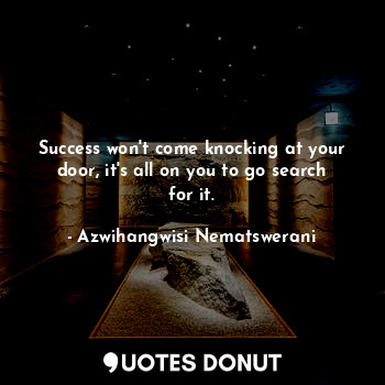 Success won't come knocking at your door, it's all on you to go search for it.