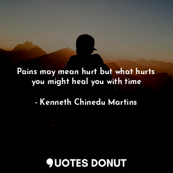  Pains may mean hurt but what hurts you might heal you with time... - Kenneth Chinedu Martins - Quotes Donut