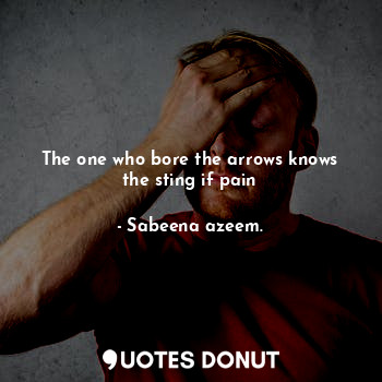  The one who bore the arrows knows the sting if pain... - Sabeena azeem. - Quotes Donut