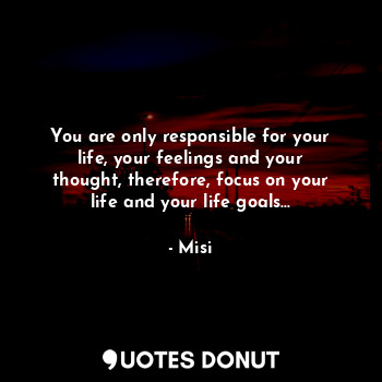  You are only responsible for your life, your feelings and your thought, therefor... - Misi - Quotes Donut