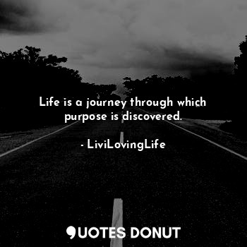 Life is a journey through which purpose is discovered.