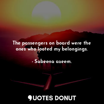 The passengers on board were the ones who looted my belongings.