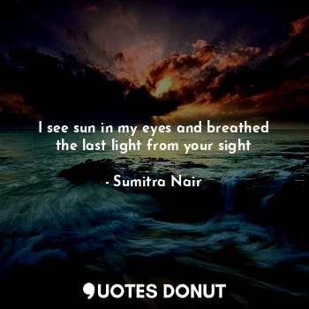 I see sun in my eyes and breathed the last light from your sight