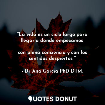  "La vida es un ciclo largo para llegar a donde empezamos

con plena conciencia y... - Dr Ana García PhD DTM. - Quotes Donut