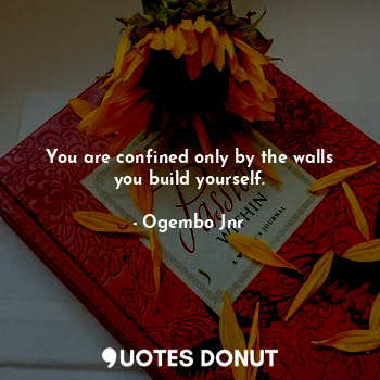  You are confined only by the walls you build yourself.... - Ogembo Jnr - Quotes Donut