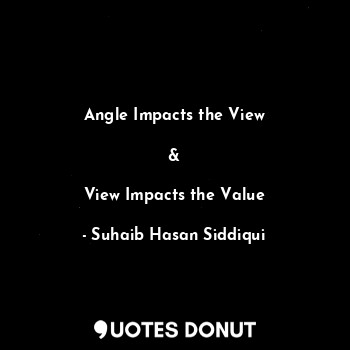 Angle Impacts the View

&

View Impacts the Value