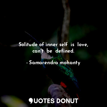  Solitude of inner self  is  love, can't  be  defined.... - Samarendra mohanty - Quotes Donut