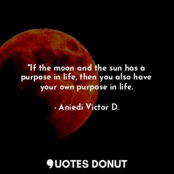 "If the moon and the sun has a purpose in life, then you also have your own purpose in life.