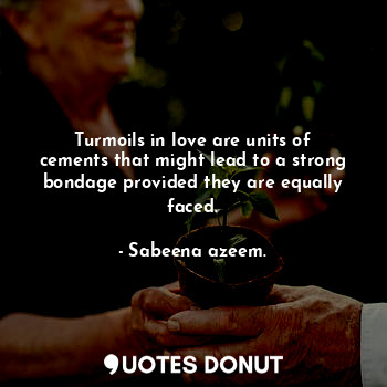 Turmoils in love are units of cements that might lead to a strong bondage provided they are equally faced.